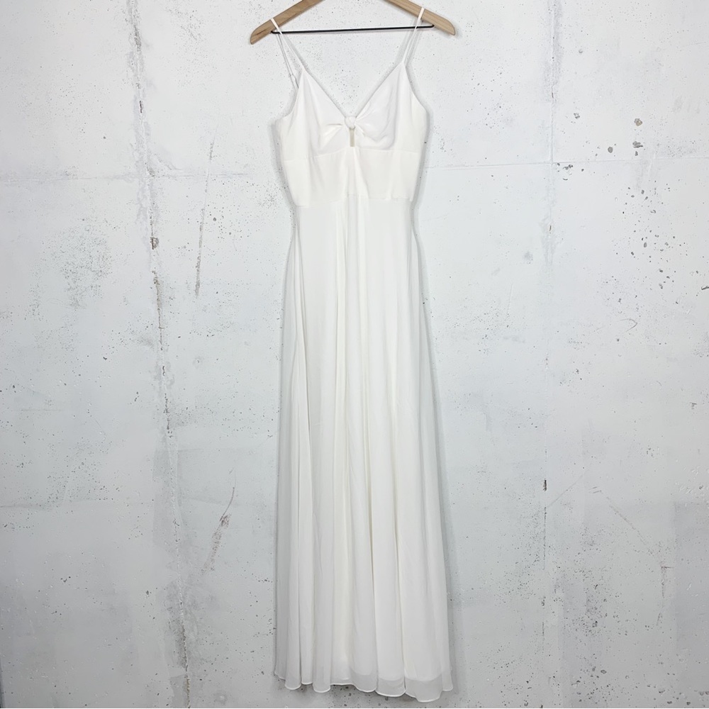 Dress the Population Cambria Tie Bodice Maxi Off White Cream Dress Size XS